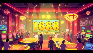 Join the excitement of สล็อต168 with vibrant lights and jubilant players in a lively casino atmosphere.