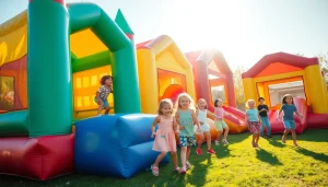 Experience fun with bounce house rental near me, featuring a colorful inflatable castle attracting joyful children.