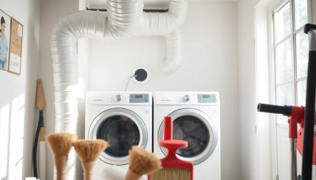 Showcase dryer vent cleaning services in Salt Lake City, Utah, featuring a professional technician cleaning a dryer vent.