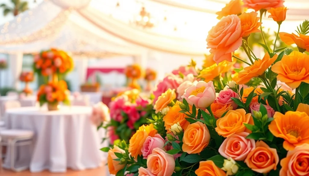 Bright floral arrangement by an Orange County event florist showcasing vibrant colors and an inviting atmosphere.