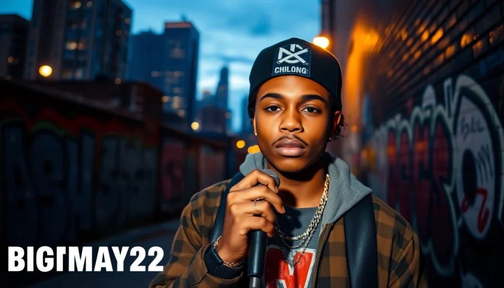 Showcase of BigMay202 interviews featuring the artist's vibrant style in an urban setting.