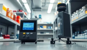 Monitor displaying hydrogen cyanide levels in a clean laboratory, emphasizing safety and technology.