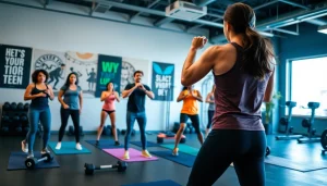 Engaged beginners in personal training downtown Jersey City with a supportive trainer.