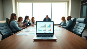 Engaging trade marketing strategy meeting showcasing collaboration and analysis.