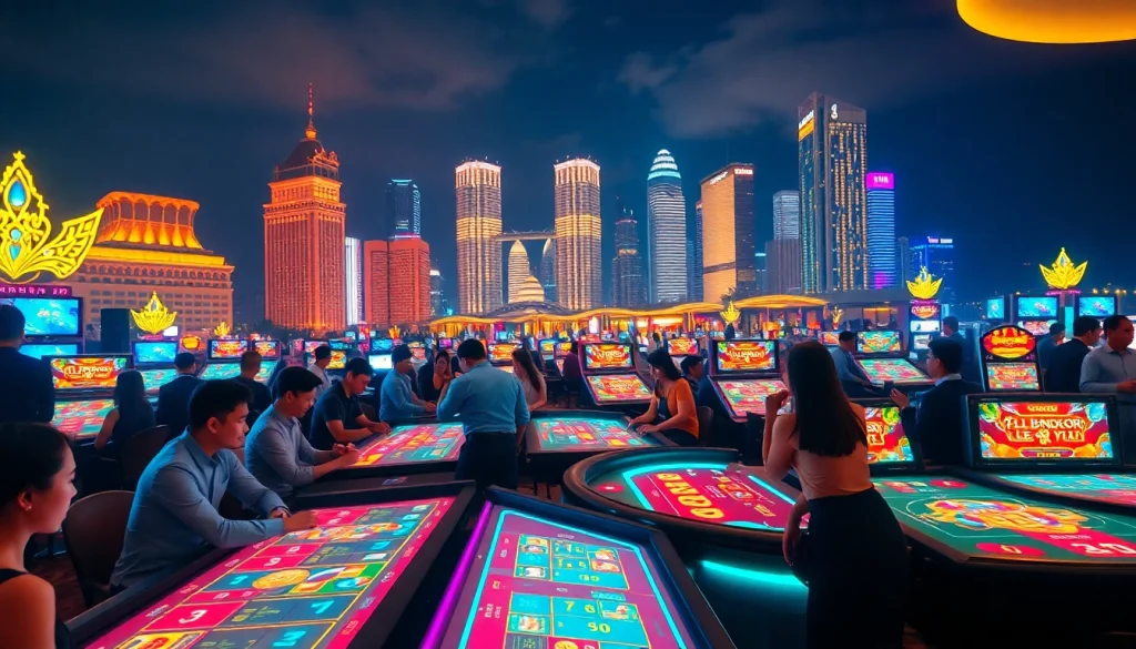 Experience excitement at an online casino Singapore with vibrant gaming tables and a lively atmosphere.