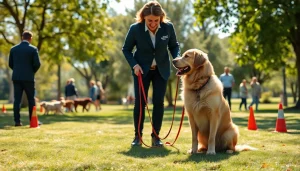 Engaging dog training session in Irvine, showcasing effective training techniques for a golden retriever.