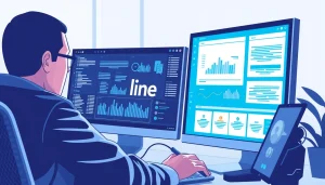 Download the line電腦版官方下載 application interface displayed on a sleek computer setup.