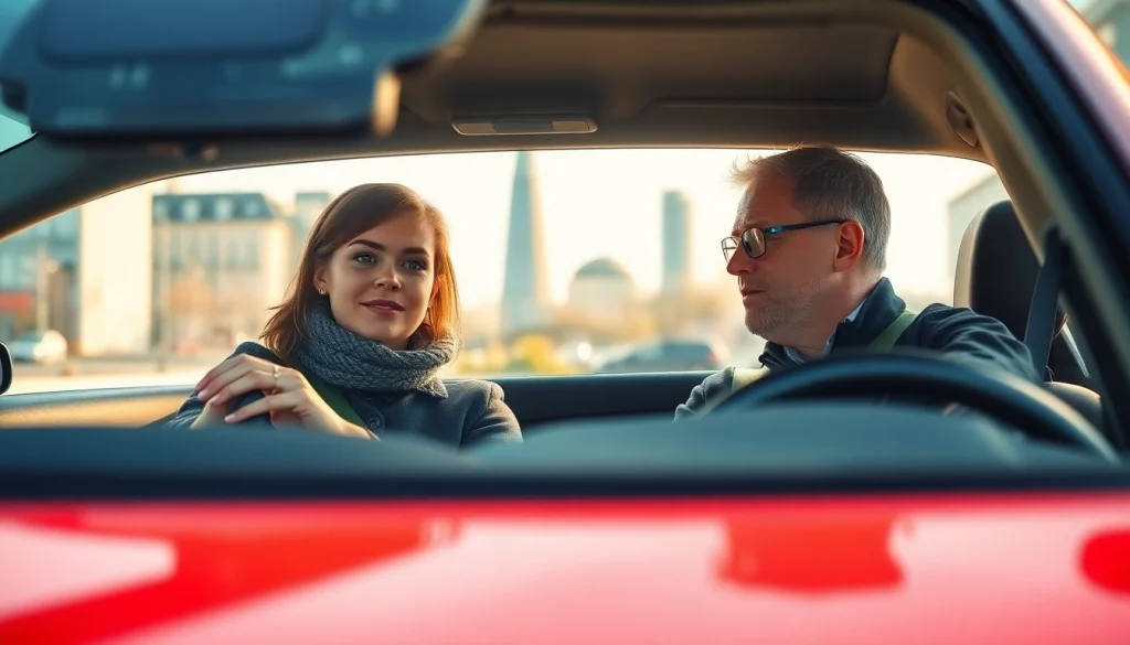 Leerlingen tijdens rijlessen Utrecht met een professionele instructeur in een moderne auto.
