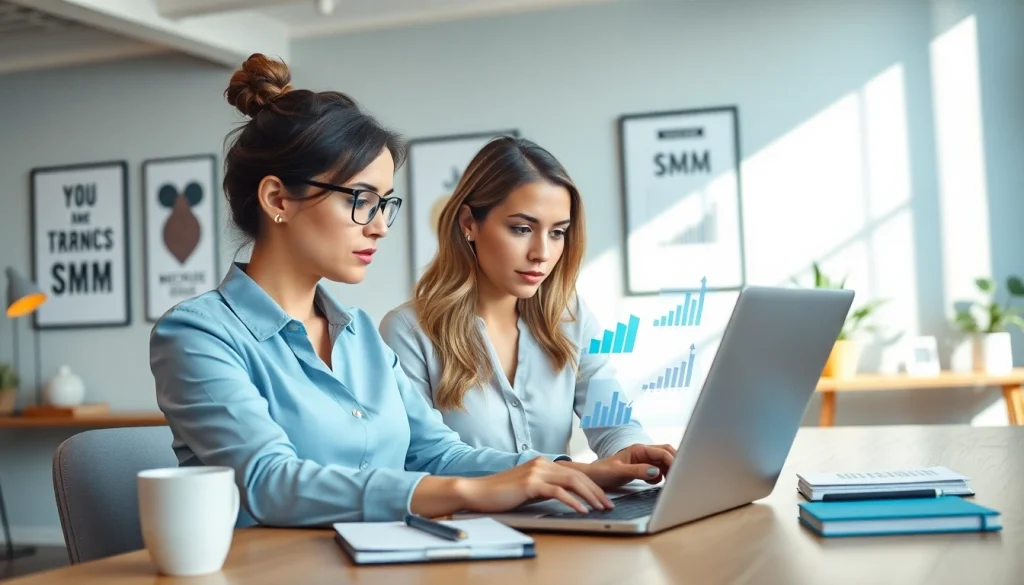 Engage with effective smm services through a focused digital marketing strategist in a modern office.