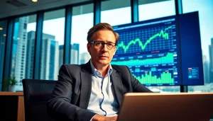 Peter Thiel discussing strategies at his hedge fund in a modern office.