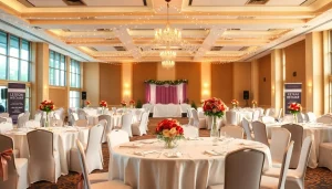 Capture the essence of a trenton event center with elegant decorations and a welcoming atmosphere.
