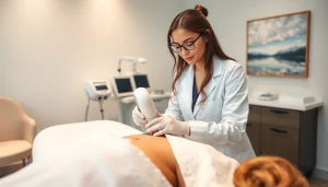 Performing laser hair removal in a modern clinic with comforting atmosphere and expert attention.