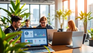 Showcase of cloud infrastructure and DevOps services collaboration in a modern office setup
