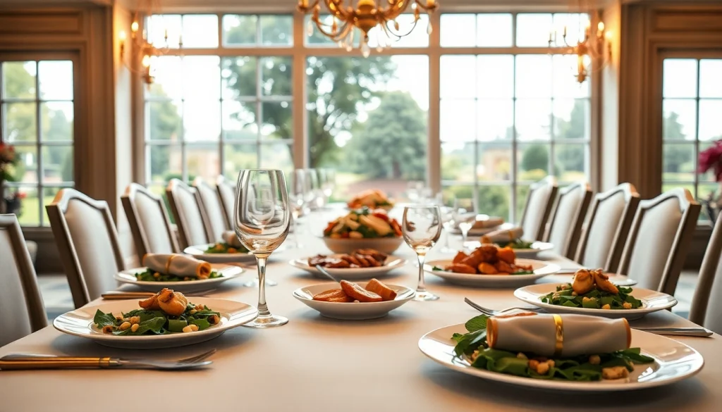 Fasten Sie den eleganten Tisch für eine festliche Mahlzeit mit stilvollen Details