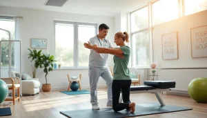 Engaging physiotherapy treatment in north edmonton physiotherapy clinic, showcasing professional guidance and support.