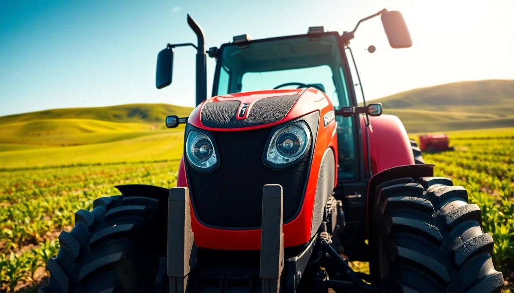 Massey Ferguson Traktor zeigt seine Stärke in einem dynamischen landwirtschaftlichen Umfeld.