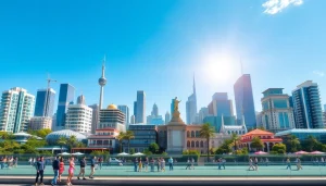 Explore stunning real estate international properties in a vibrant global cityscape.