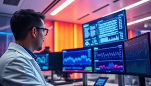 Researcher engaged in AI detection analysis, examining AI-generated text results.
