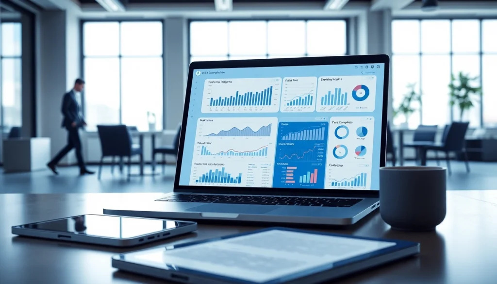 Utilize ai prompts for competitive intelligence with a professional data analysis scene featuring advanced AI tools.