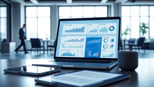 Utilize ai prompts for competitive intelligence with a professional data analysis scene featuring advanced AI tools.