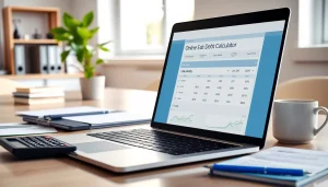 Calculate your finances using our online debt calculator on a professional laptop.