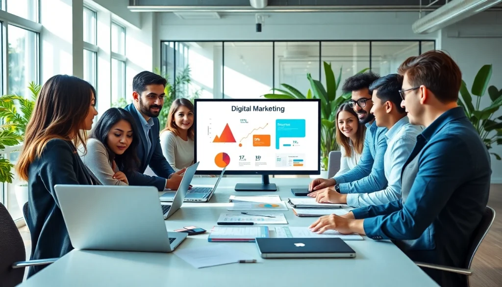 Boost your online marketing edmonton strategy with a professional team collaborating.