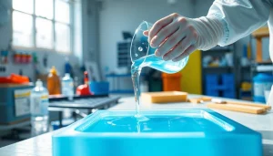 Pouring laminating resin into a mold showcasing a smooth finish and vibrant details.