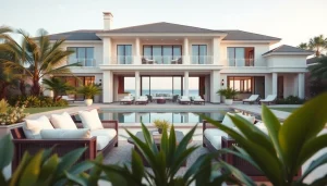 Showcasing villa management efficiency with a luxurious villa setting and inviting atmosphere.
