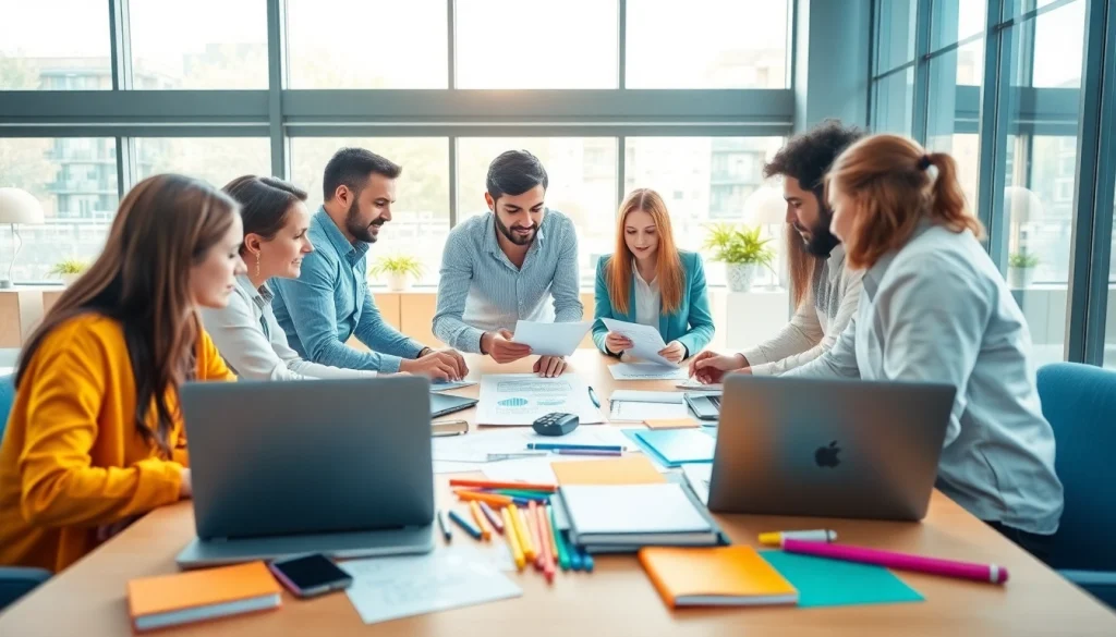 Creating innovative website design with a diverse team collaborating in a modern office environment.