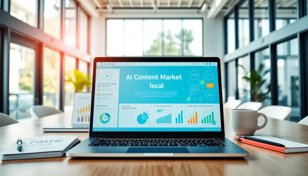 Showcasing an AI content marketing platform in a bright workspace to illustrate effective digital strategies.