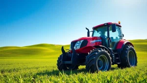 Case-ih Traktor bei der Arbeit im Feld, der seine Kraft und Effizienz demonstriert.