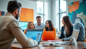 SEO Agency Dublin experts collaborating in a vibrant office environment to enhance digital marketing strategies.