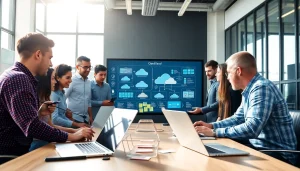 Innovative collaboration on Cloud infrastructure and DevOps services in a modern office environment.