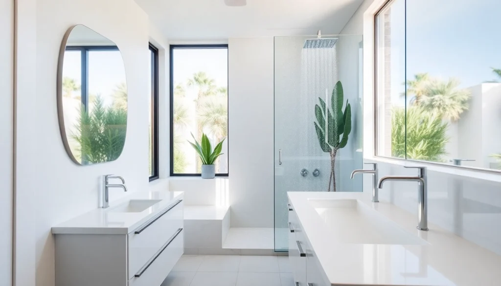 Stunning bathroom remodeling Palm Springs showcasing modern design elements and natural light.