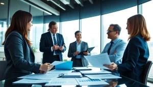 Tax Credit Broker assisting clients in a modern office environment with professional details.