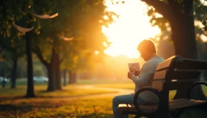 A reflective moment dealing with grief on a park bench, capturing emotions of loss and healing.