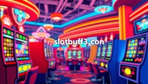 slotbuff3.com의 다채로운 슬롯 기계들이 강조된 카지노 환경을 보여줍니다.