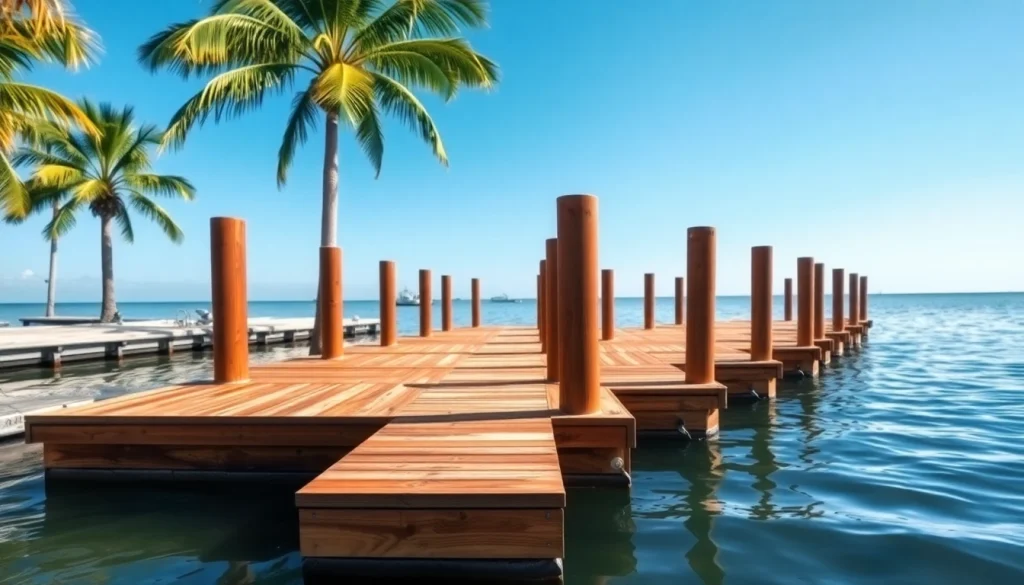 Explore floating docks Galveston highlighting their durability and scenic waterfront surroundings.