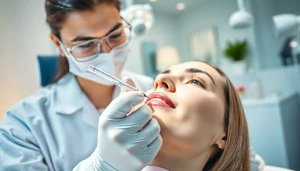 Enhancing beauty with Instagram fillers during a professional lip treatment session.