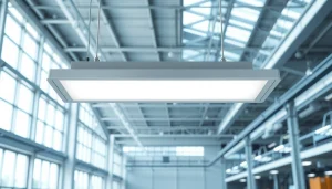 LED Batten Fixture illuminating a modern industrial space with sleek design.