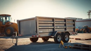 Find high-quality dumpster trailers for sale, showcasing rugged features and construction site utility.