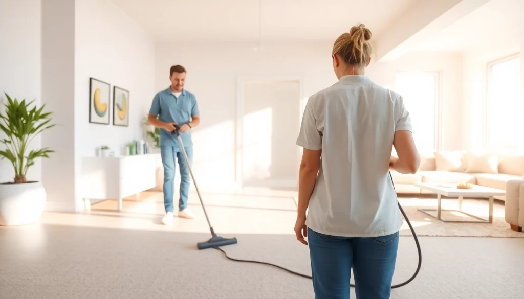 Bond cleaning professional showcasing a spotless home environment with gleaming surfaces.
