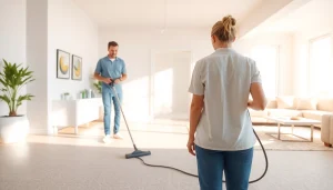 Bond cleaning professional showcasing a spotless home environment with gleaming surfaces.