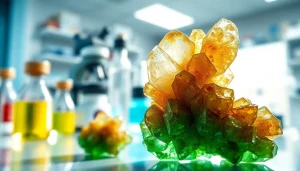 Wizualizacja zeolitu medycznego z detalami struktury krystalicznej w laboratorium.
