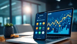 Discover the guarda wallet features through a sleek digital interface showcasing cryptocurrency management.