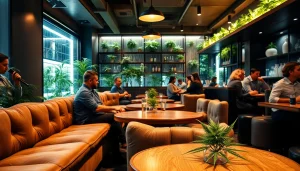 Join the experience at https://cannabisbcn.com with patrons enjoying a cannabis club ambiance.