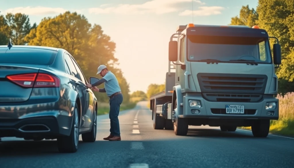 Usługi auto pomoc Mikolow w akcji przy naprawie samochodu na drodze