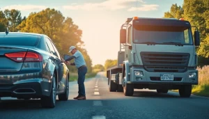 Usługi auto pomoc Mikolow w akcji przy naprawie samochodu na drodze