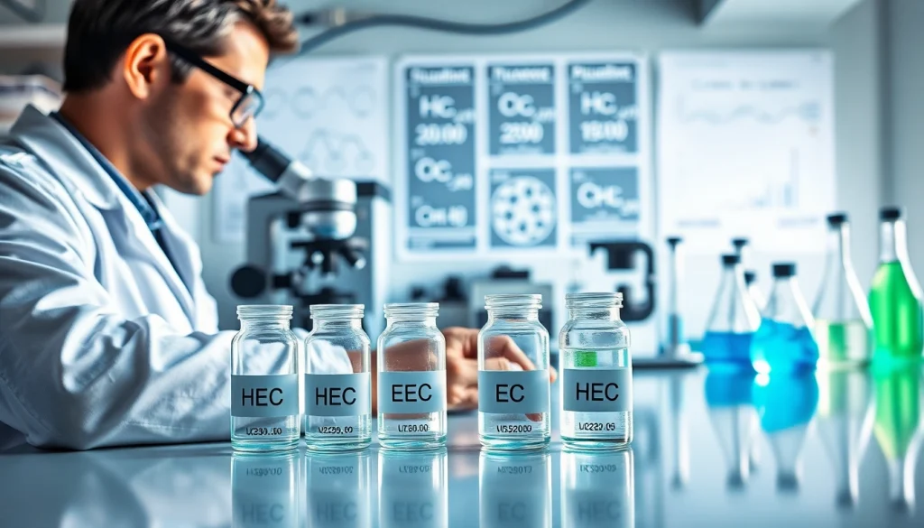 HEC manufacturer demonstrating hydroxyethyl cellulose analysis in a professional lab setting.