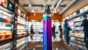 Highlighting the FIFTY BAR 20K device in a contemporary retail setting to emphasize its sleek design.